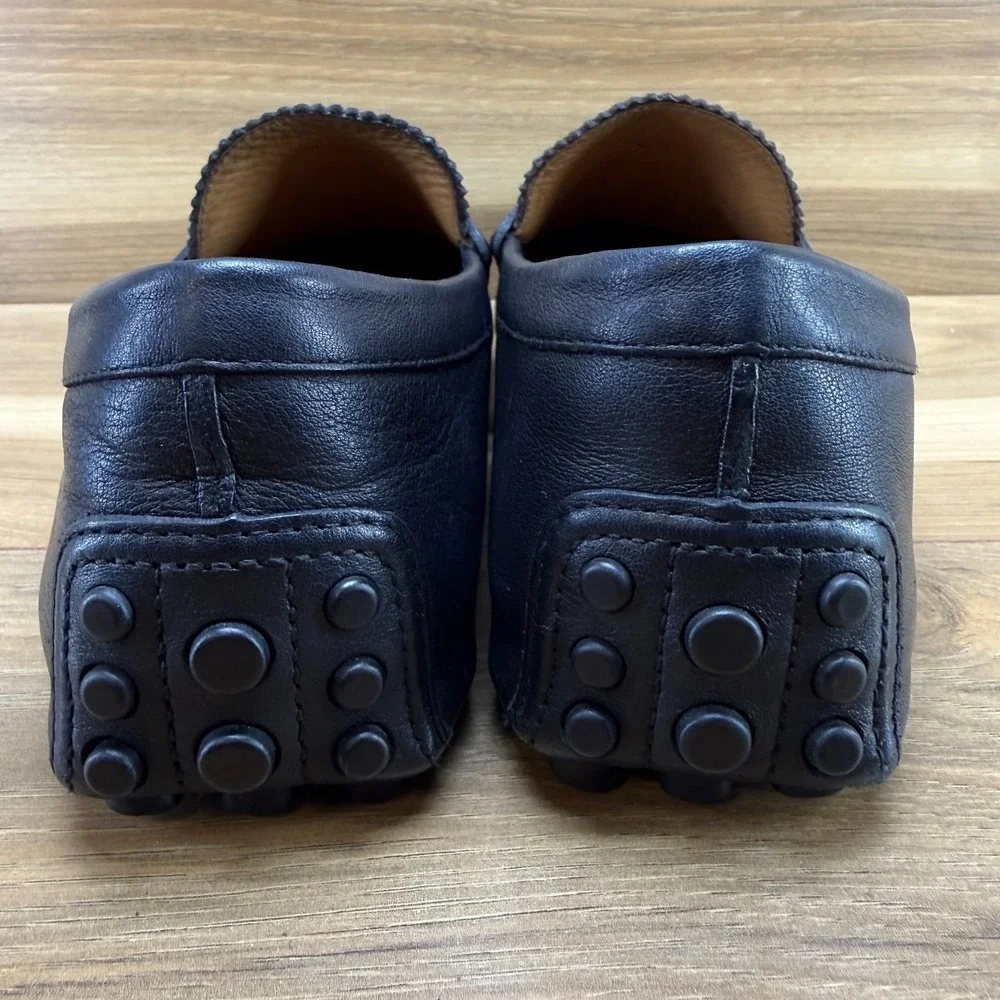 GUCCI GG GUCCISSIMA Driver Penny Loafers Mens US 10 UK 9 G Black Leather Travel
